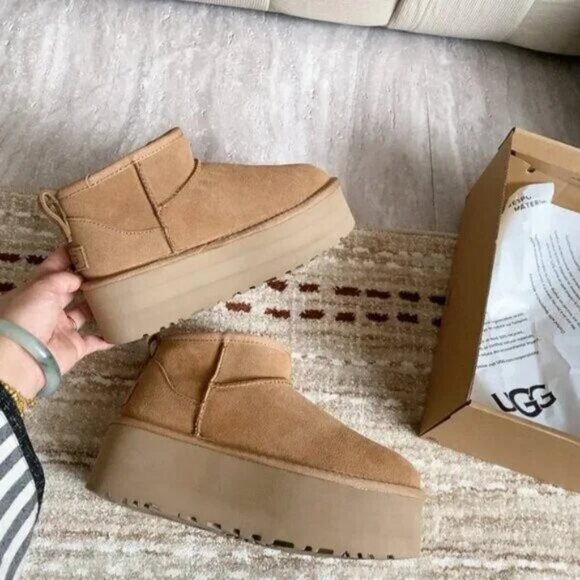 UGG Chestnut Brown Classic Ultra Mini Platform Boot - Picture 3 of 5